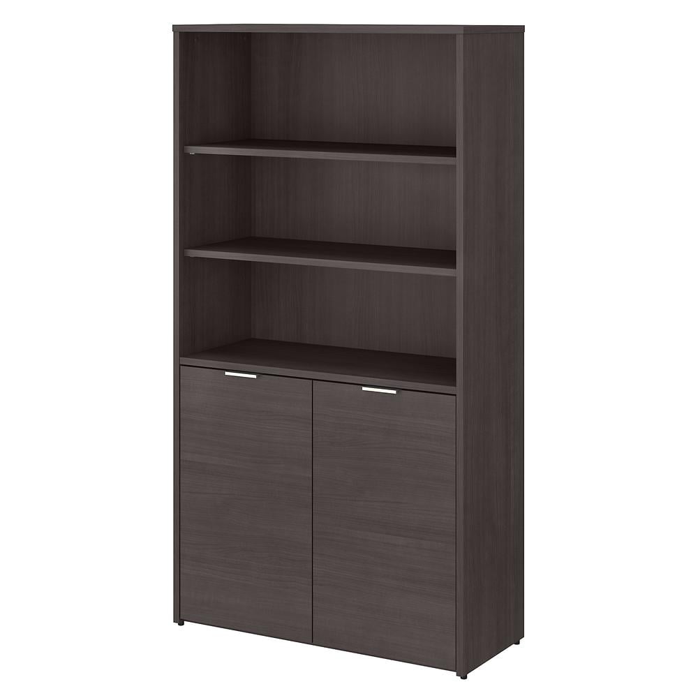 Storm Gray Adjustable 5-Shelf Bookcase with Doors