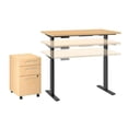 thumbnail image 1 of Bush Business Furniture M6S001AC 48 x 24 in. Move 60 Series by Height Adjustable Standing Desk with Storage - Natural Maple, 1 of 7