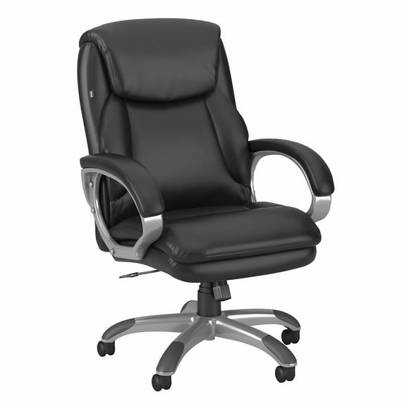 Bush Business Furniture Market Street High Back Leather Executive Office Chair - Black Leather