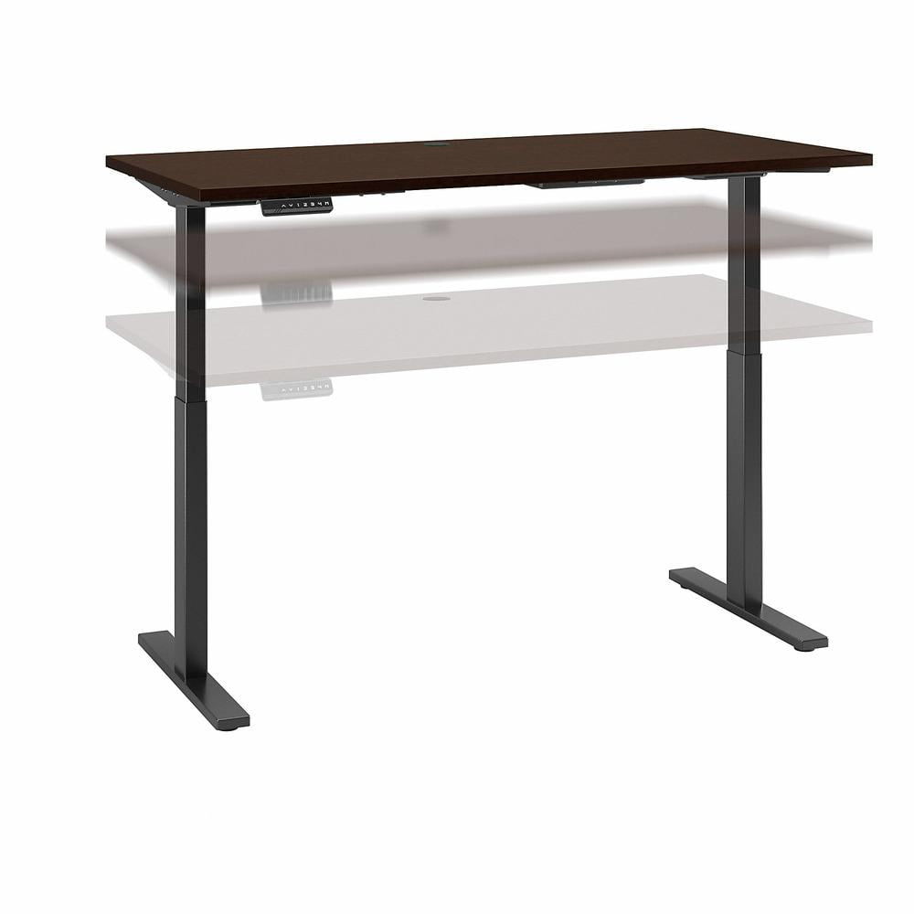 Move 60 Adjustable Height 59" Mocha Cherry & Black Standing Desk with Filing Cabinet