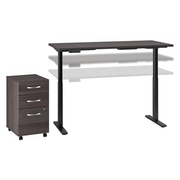 Bush Business Furniture Move 60 Series 72W x 30D Height Adjustable Desk with Storage in Gray