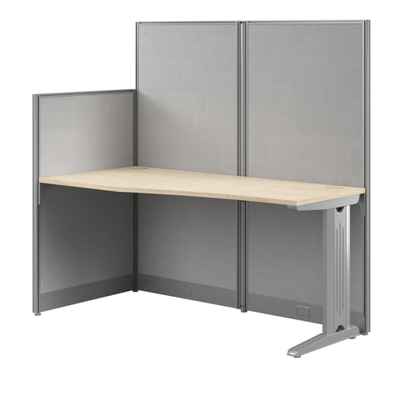 Office in an Hour 65-inch Straight Cubicle Desk in Natural Elm - Engineered Wood