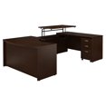 thumbnail image 1 of Bush Business Furniture Right Hand 3 Position Sit to Stand U Desk w/File Cabinet Cherry SRC123MRSU, 1 of 9