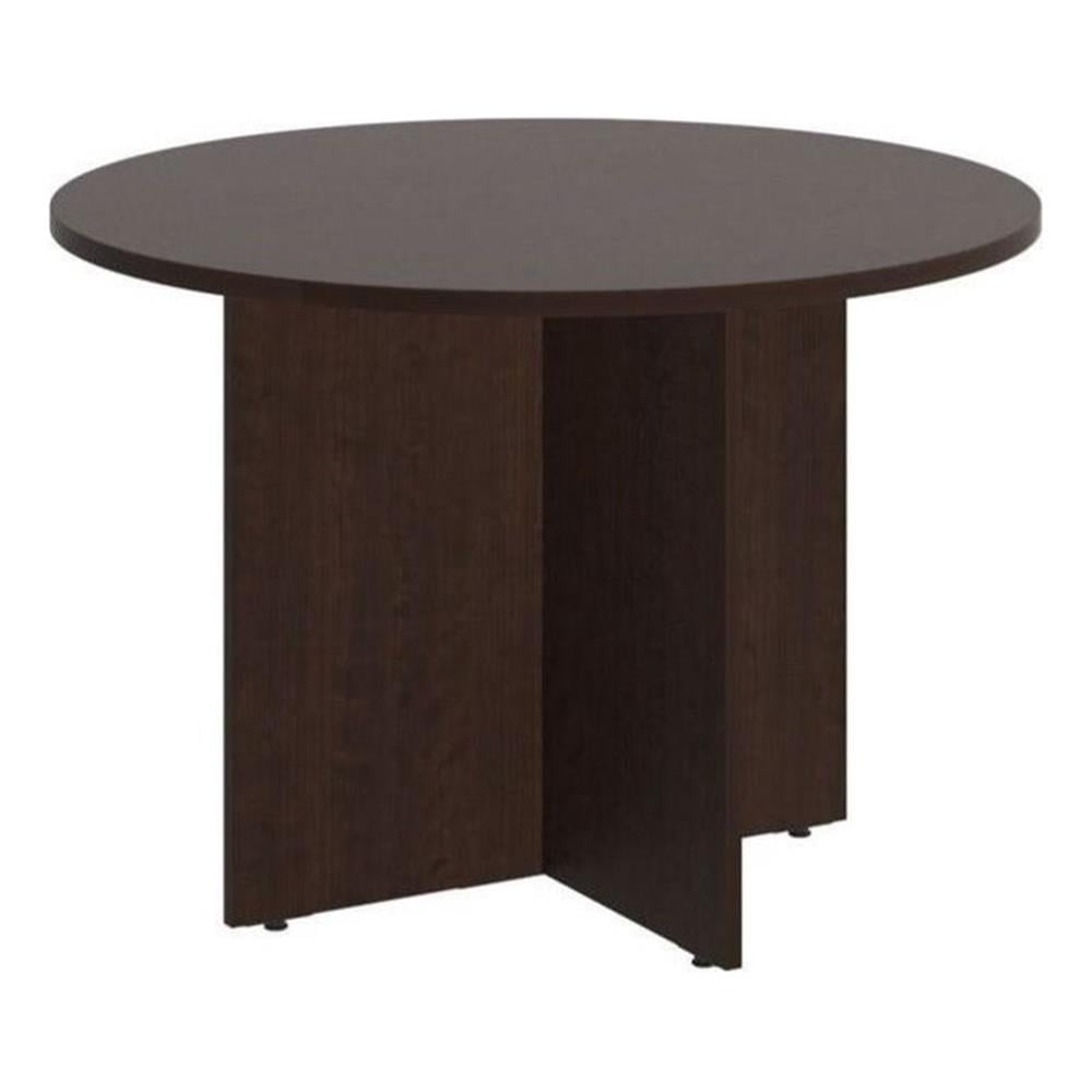Mocha Cherry Round Engineered Wood Conference Table