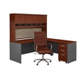 thumbnail image 1 of Bush Business Furniture SRC141HCSU Series C L-Shaped Desk with Hutch, Mobile File Cabinet & High Back Office Chair - Hansen Cherry, 1 of 7