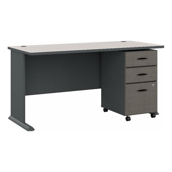 Series A 60" Desk with Mobile File Cabinet in Slate - Engineered Wood