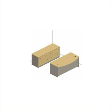 Bush Business Furniture Series C 3-Piece Bow Front Desk Set in Hansen Cherry
