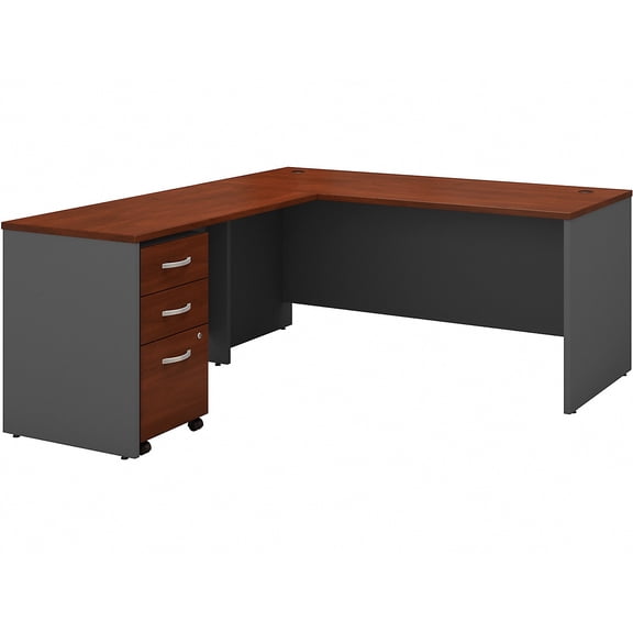 Bush Business Furniture Series C 66"W L-Shaped Desk with 48"W Return and Mobile File Cabinet Hansen