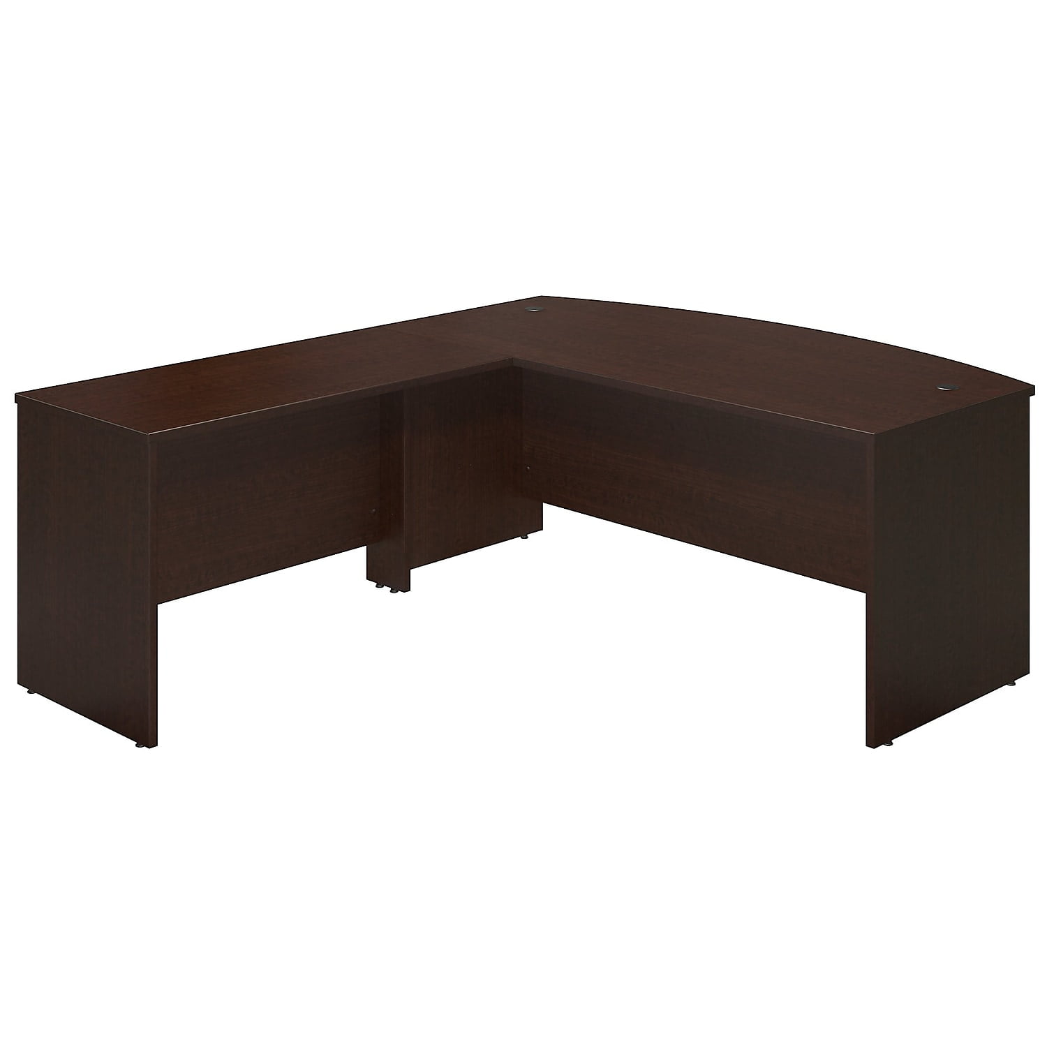 Mocha Cherry L-Shaped Wood Desk with Drawer