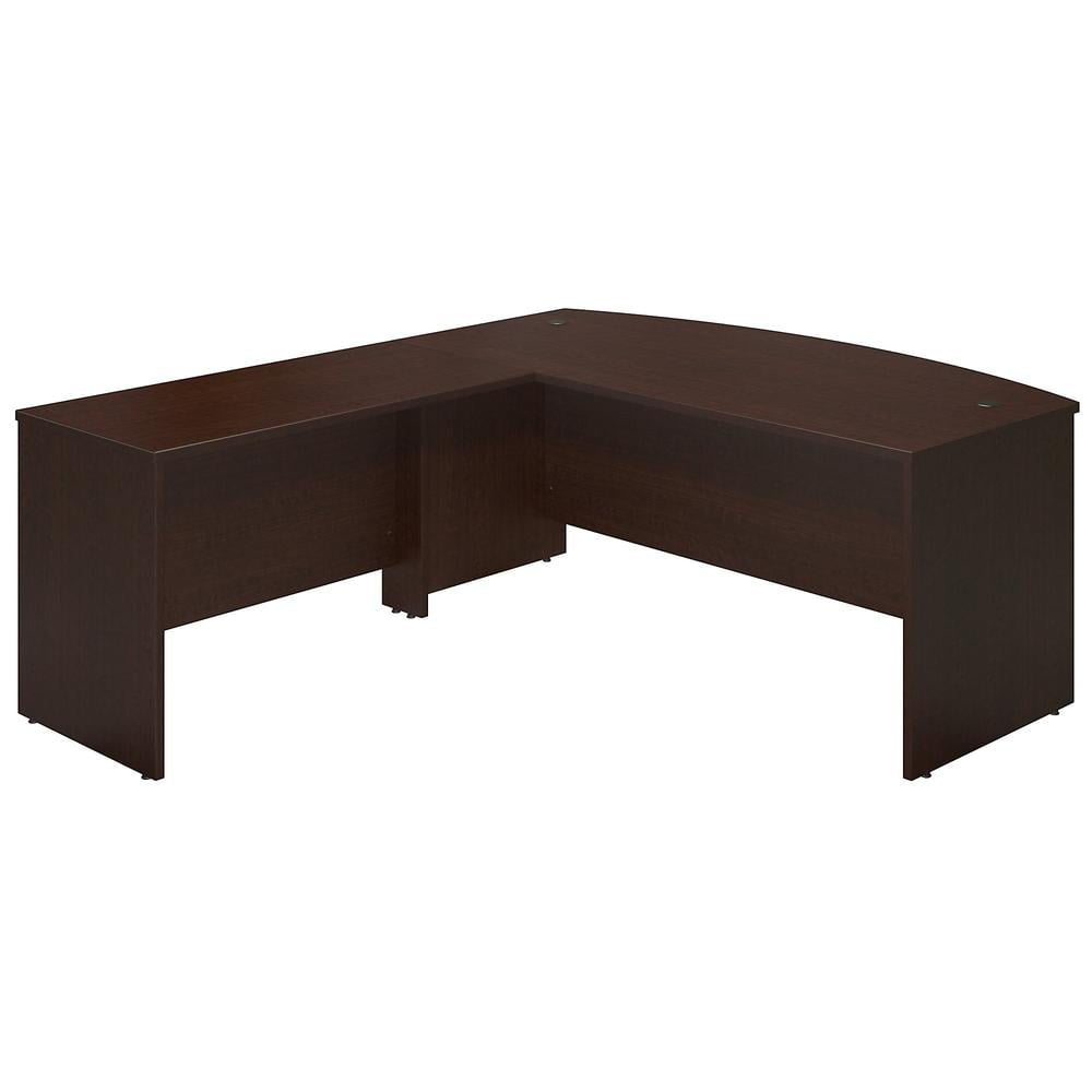 Mocha Cherry L-Shaped Wood Desk with Drawer