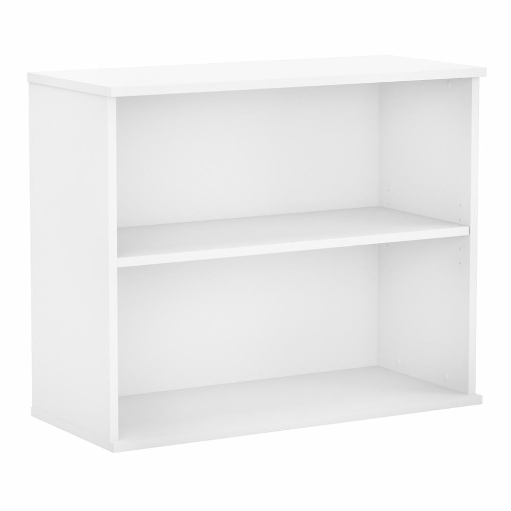 Transitional White Engineered Wood Adjustable 2-Shelf Bookcase