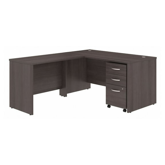 BBF Studio C 60W x 30D L Shaped Desk with Mobile File Cabinet and 42W Return