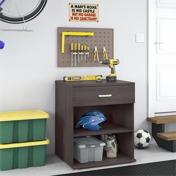 Bush Business Furniture Universal Garage Storage Cabinet with Drawer and Shelves in Storm Gray