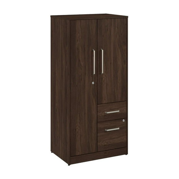 Bush Business Furniture Vista Wardrobe Cabinet with Drawers in Black Walnut