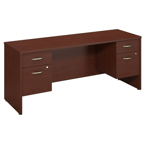 Bush Business Furniture Westfield 72W x 24D Desk Credenza with 2 Pedestals Mahogany SRC065MASU