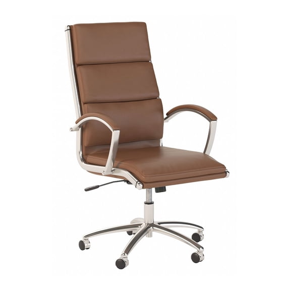 Bush Somerset Upholstered Faux Leather Executive Office Chair in Saddle Tan