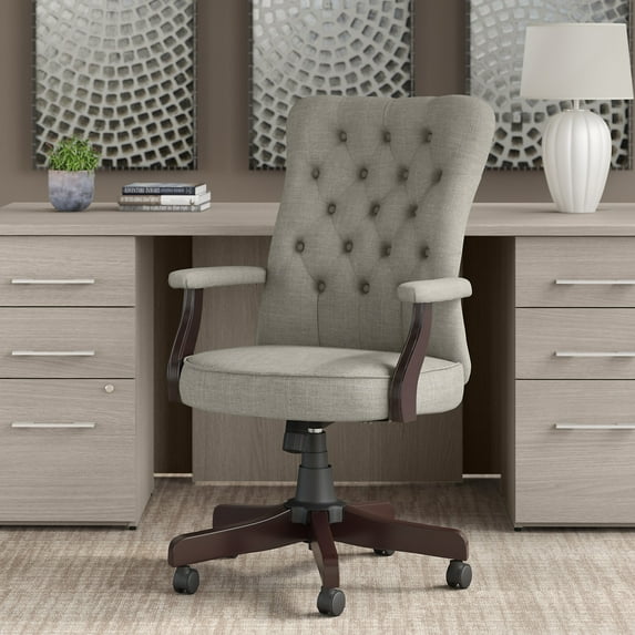 Bush Fairview High Back Fabric Office Chair with Arms in Light Gray