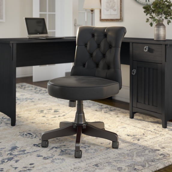 Bush Fairview Mid Back Faux Leather Office Chair with Adjustable Height in Black
