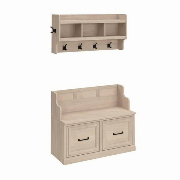 Bush Furniture 40W Seat Back for Shoe Storage Bench in White Washed Maple