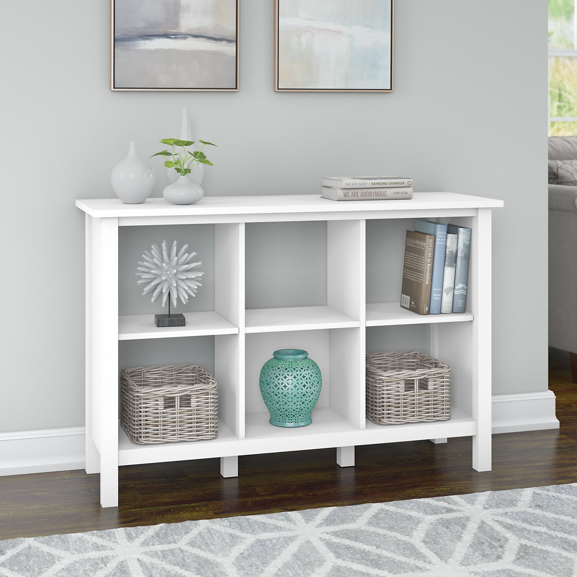 Broadview Pure White 6-Cube Wooden Adjustable Bookcase