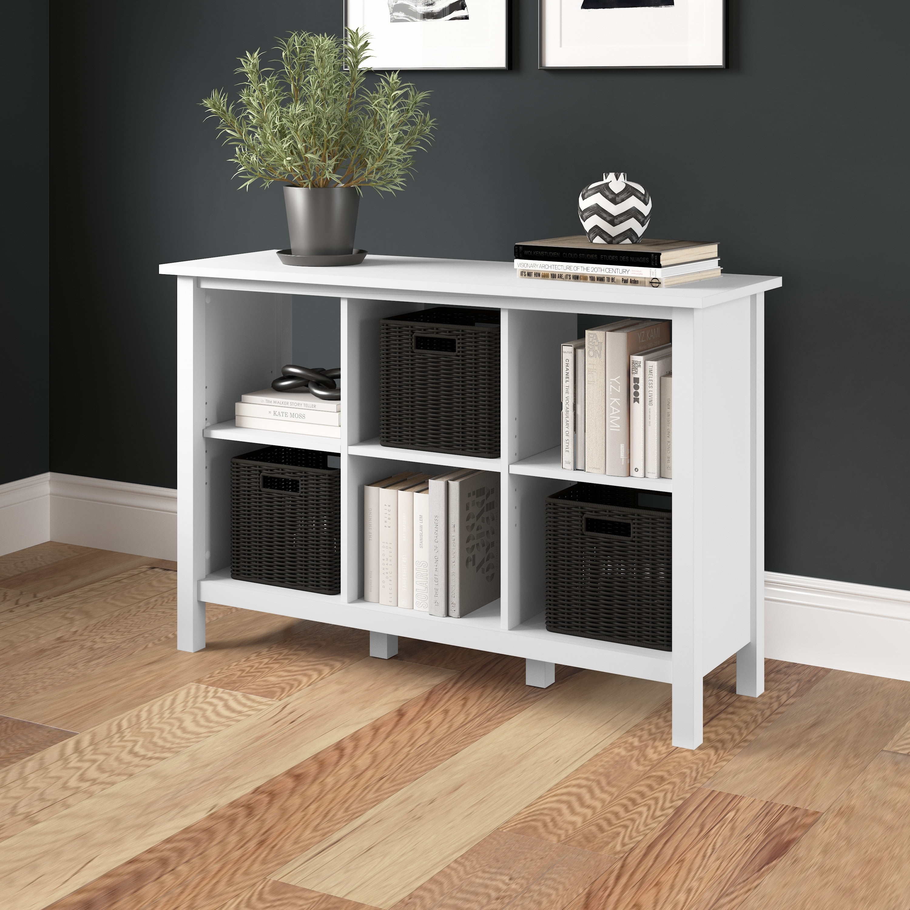 Bush Furniture Broadview 6 Cube Storage Wood Bookcase in Pure White