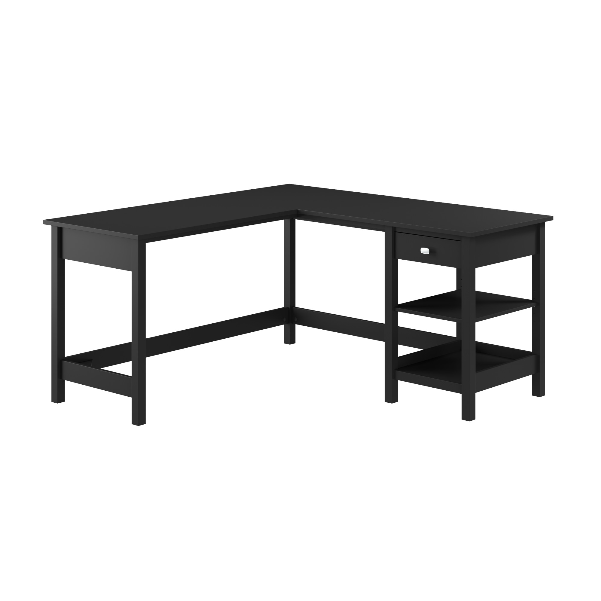 Bush Furniture Broadview 60W L Shaped Computer Desk with Storage in Classic Black