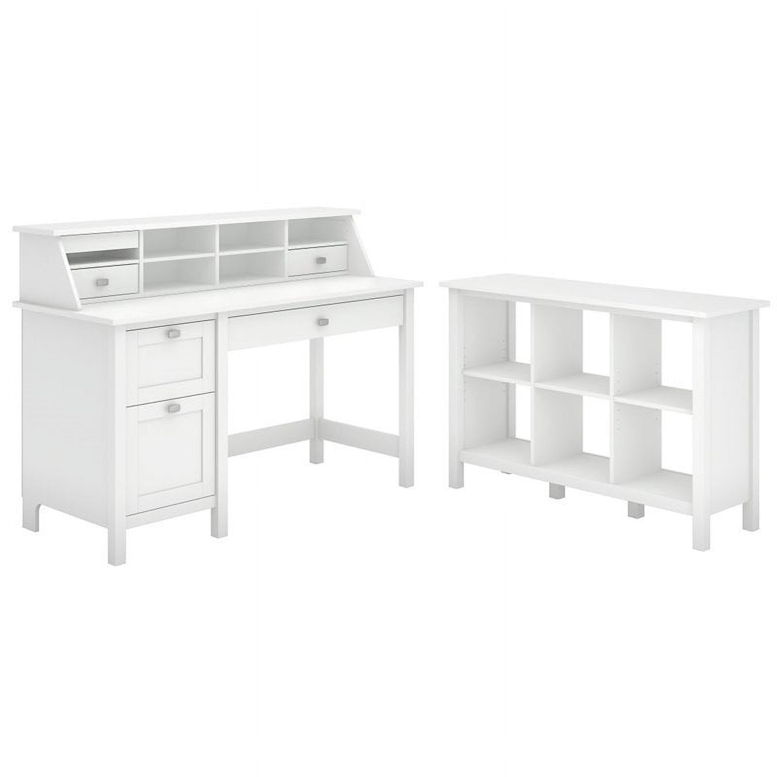 Bush Furniture Broadview Computer Desk Office Suite in Pure White