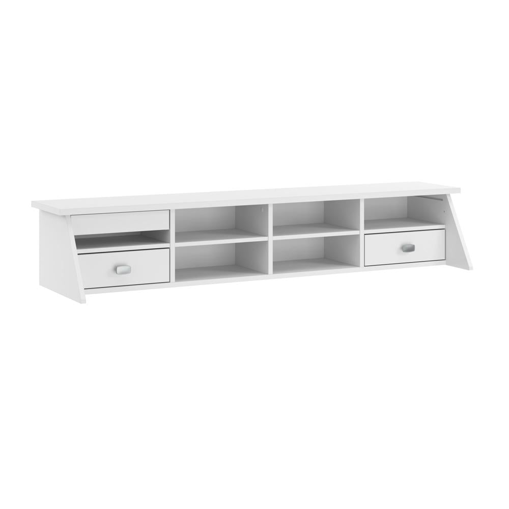 Pure White Wood Desktop Organizer with Drawers