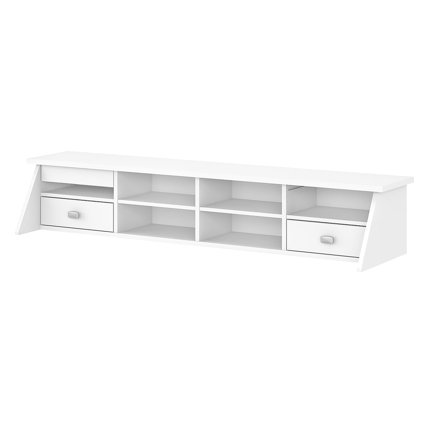 Pure White Wood Desktop Organizer with Drawers