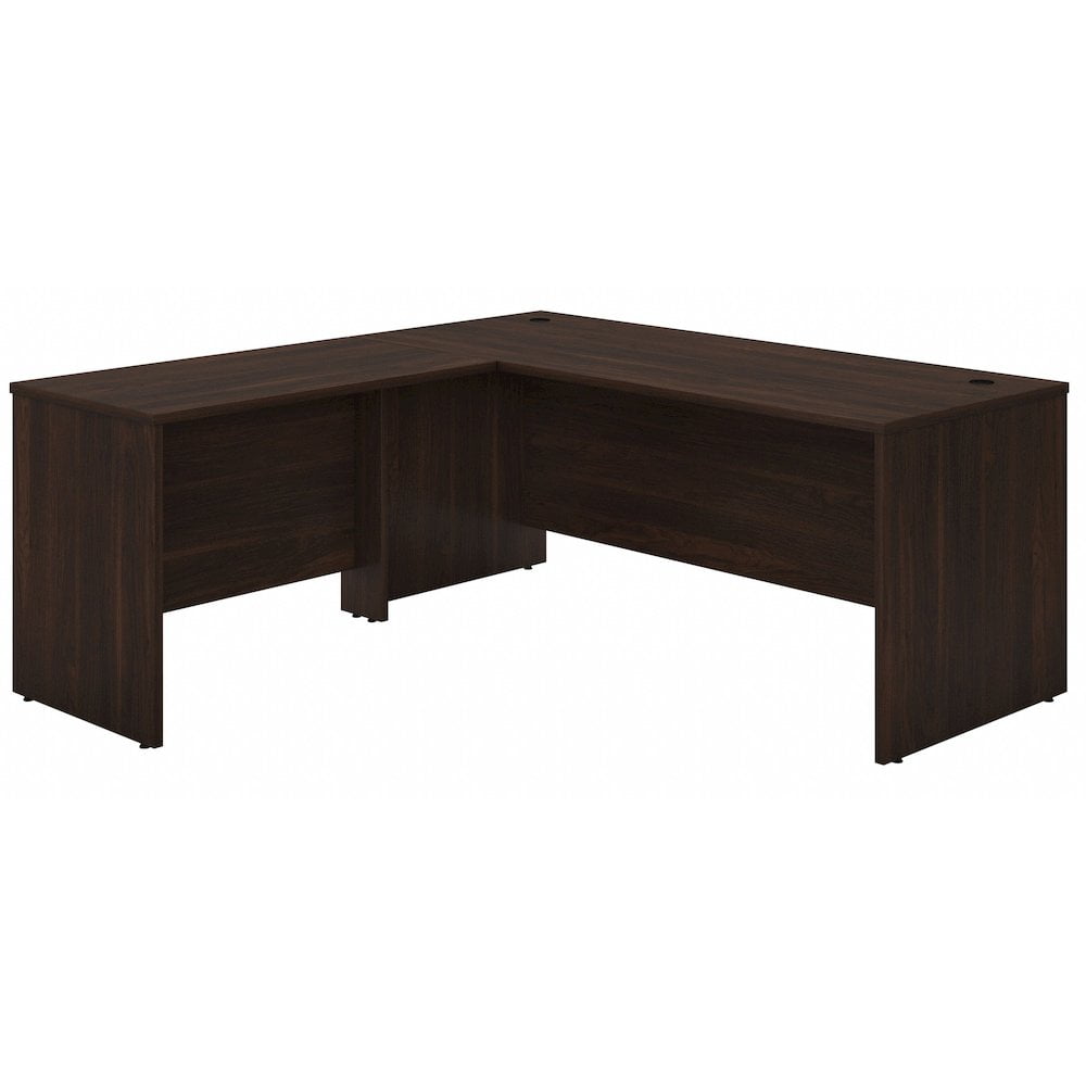 Contemporary Black Walnut Corner Desk with Drawer and Filing Cabinet