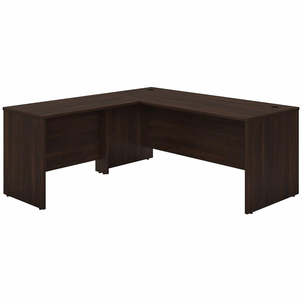 Contemporary Black Walnut Corner Desk with Drawer and Filing Cabinet