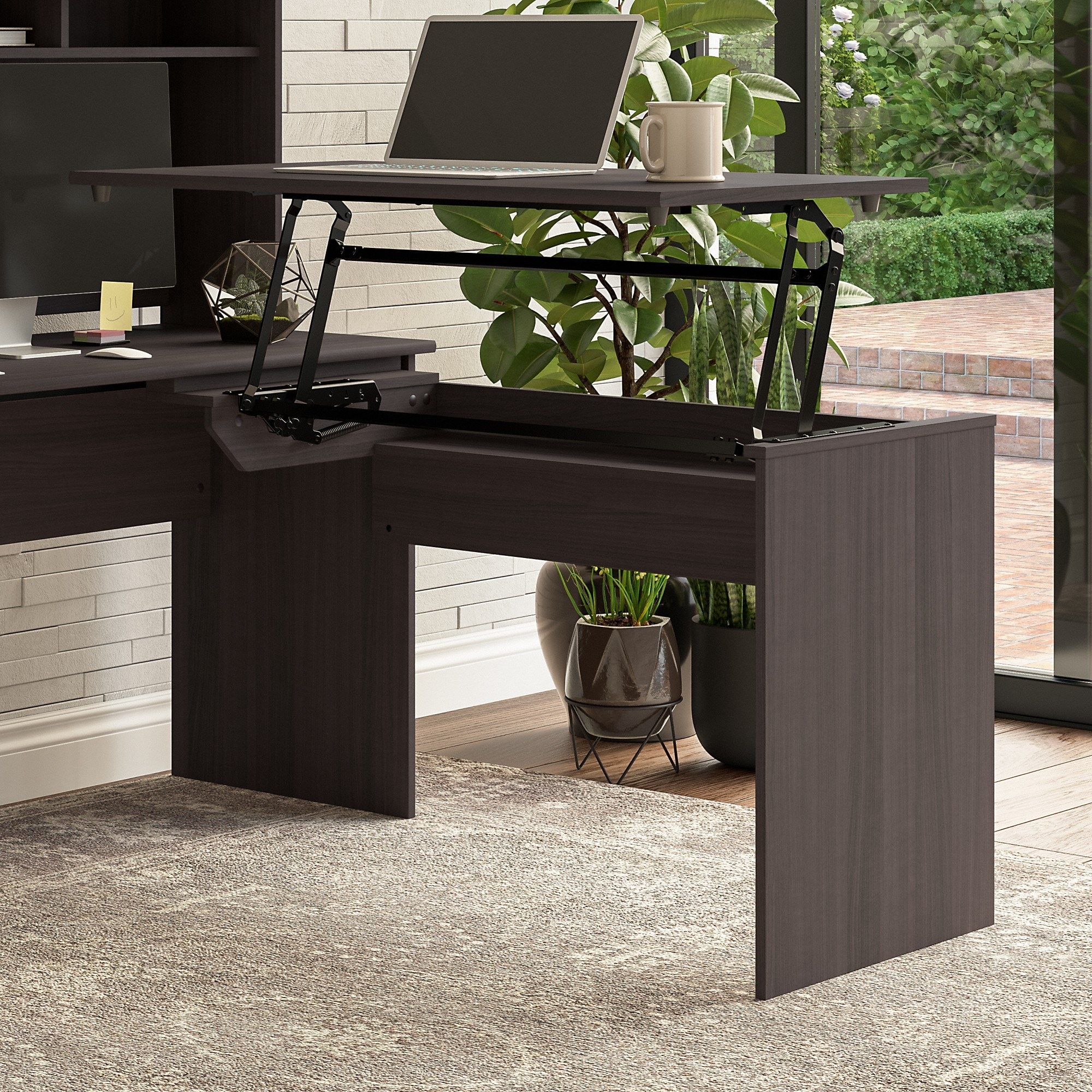 Bush Furniture Cabot 3 Position Sit to Stand Desk Return by Heather