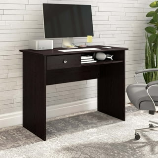 Mainstays Wood & Metal Writing Desk with 1 Drawer and 1 Door for Teens  Adult, 29.92in, Espresso Finish. 