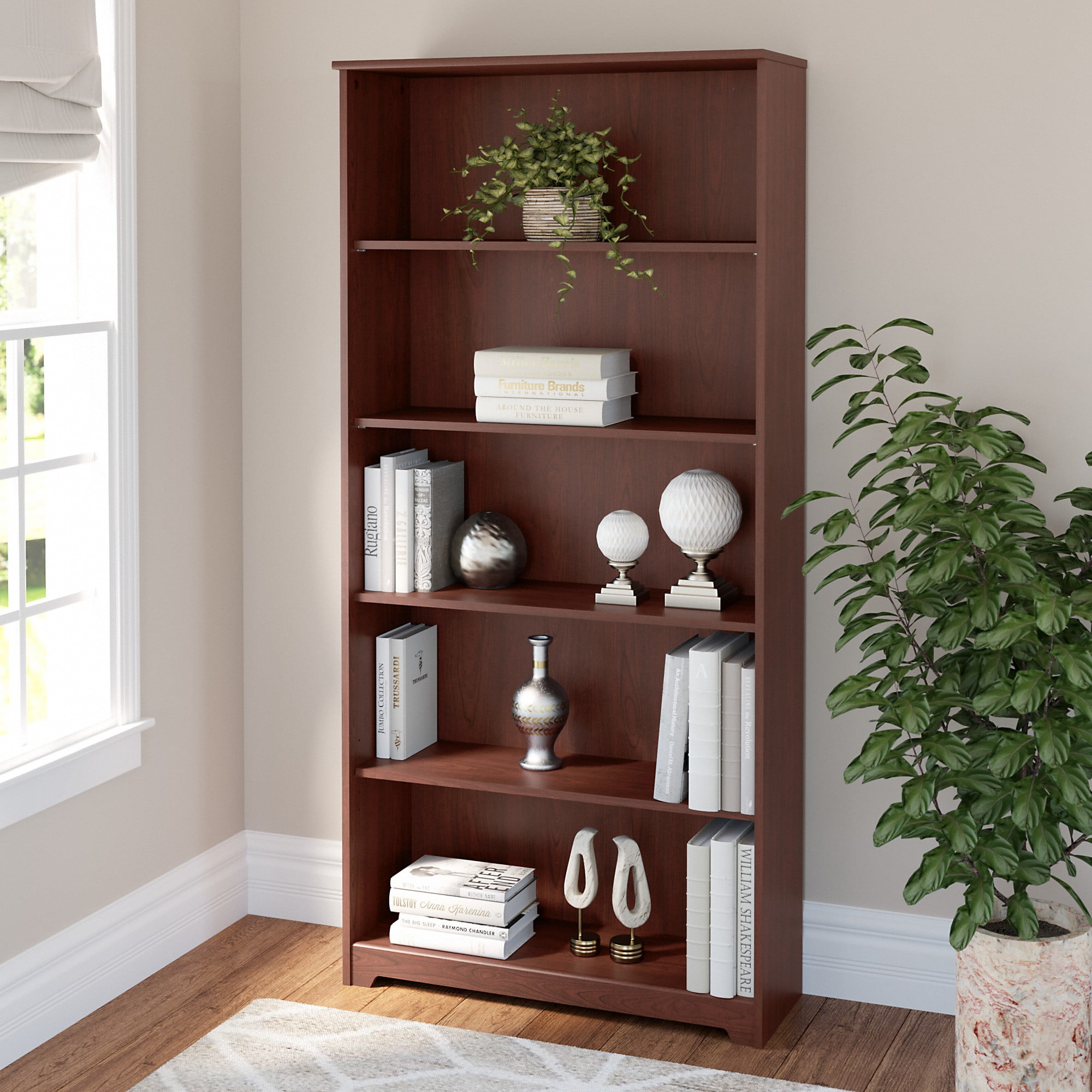Cherry corner bookshelf deals