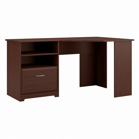 Bush Furniture Cabot 60" Corner Desk with Storage, Harvest Cherry