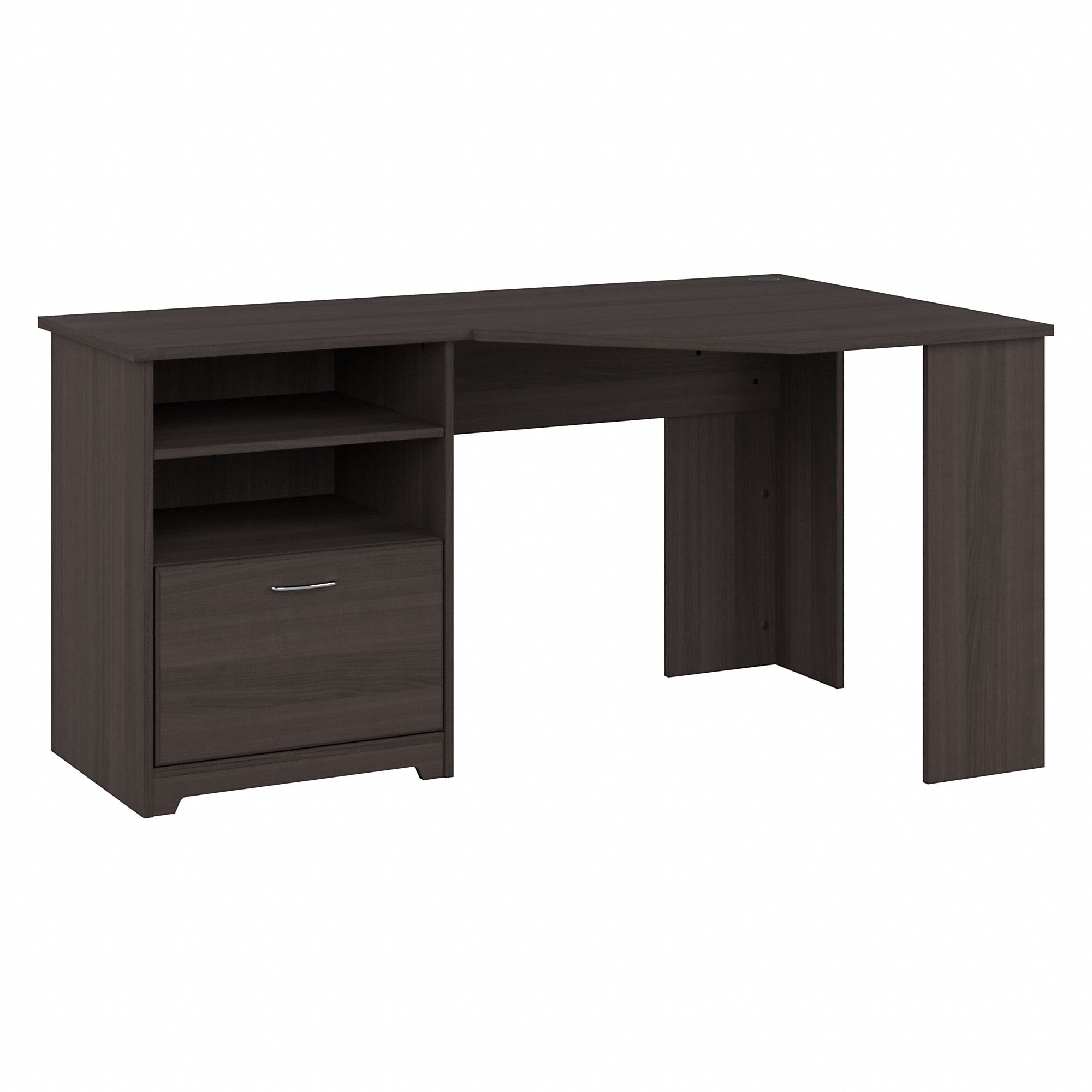 Bush Furniture Cabot 60" Corner Desk with Storage, Heather Gray