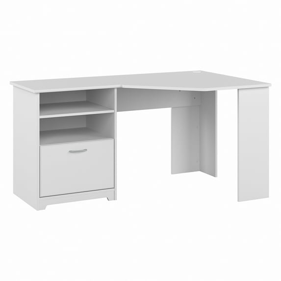 Bush Furniture Cabot 60" Corner Desk with Storage, White
