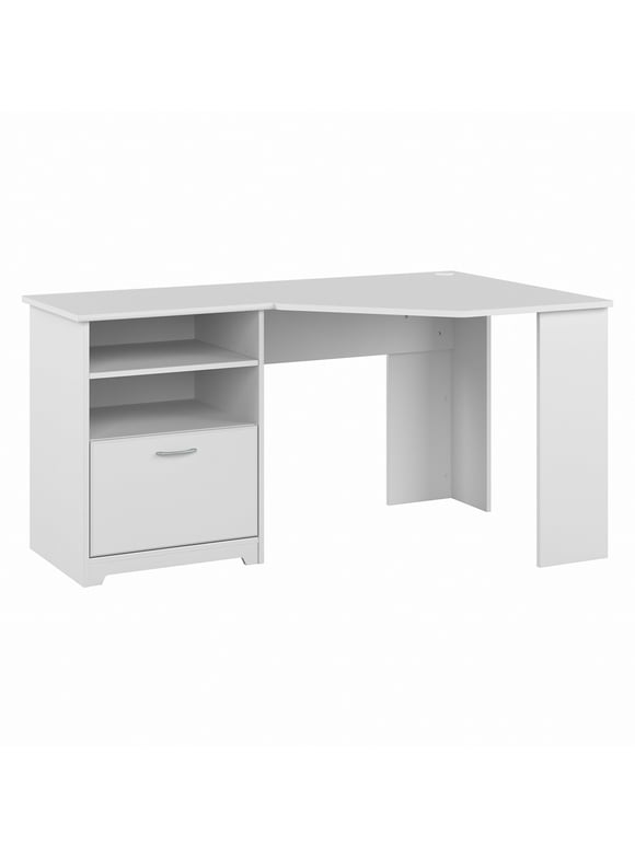 Bush Furniture Cabot 60" Corner Desk with Storage, White