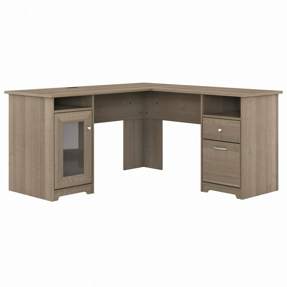 Bush Furniture Cabot 60" L Shaped Desk with Storage, Ash Gray