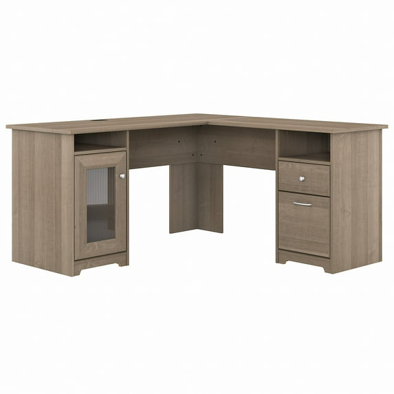 Bush Furniture Cabot 60" L Shaped Desk with Storage, Ash Gray