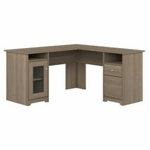 Bush Furniture Cabot 60" L Shaped Desk with Storage, Ash Gray