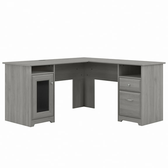 Bush Furniture Cabot 60" L Shaped Desk with Storage, Modern Gray