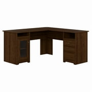 Bush Furniture Cabot 60" L Shaped Desk with Storage, Modern Walnut