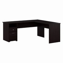 Bush Furniture Cabot 72" L Shaped Desk with Storage, Espresso Oak