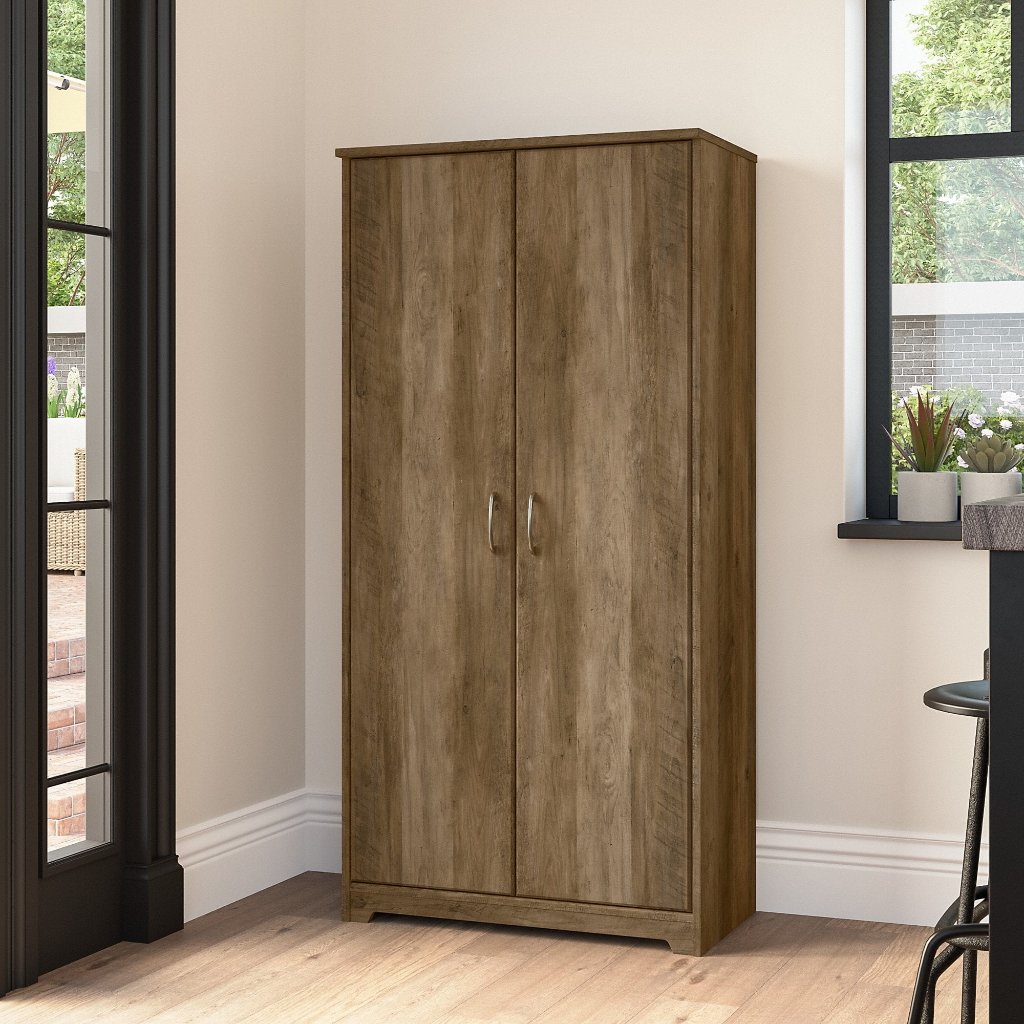 Bush Furniture Cabot Kitchen Pantry Cabinet in Reclaimed Pine Engineered Wood
