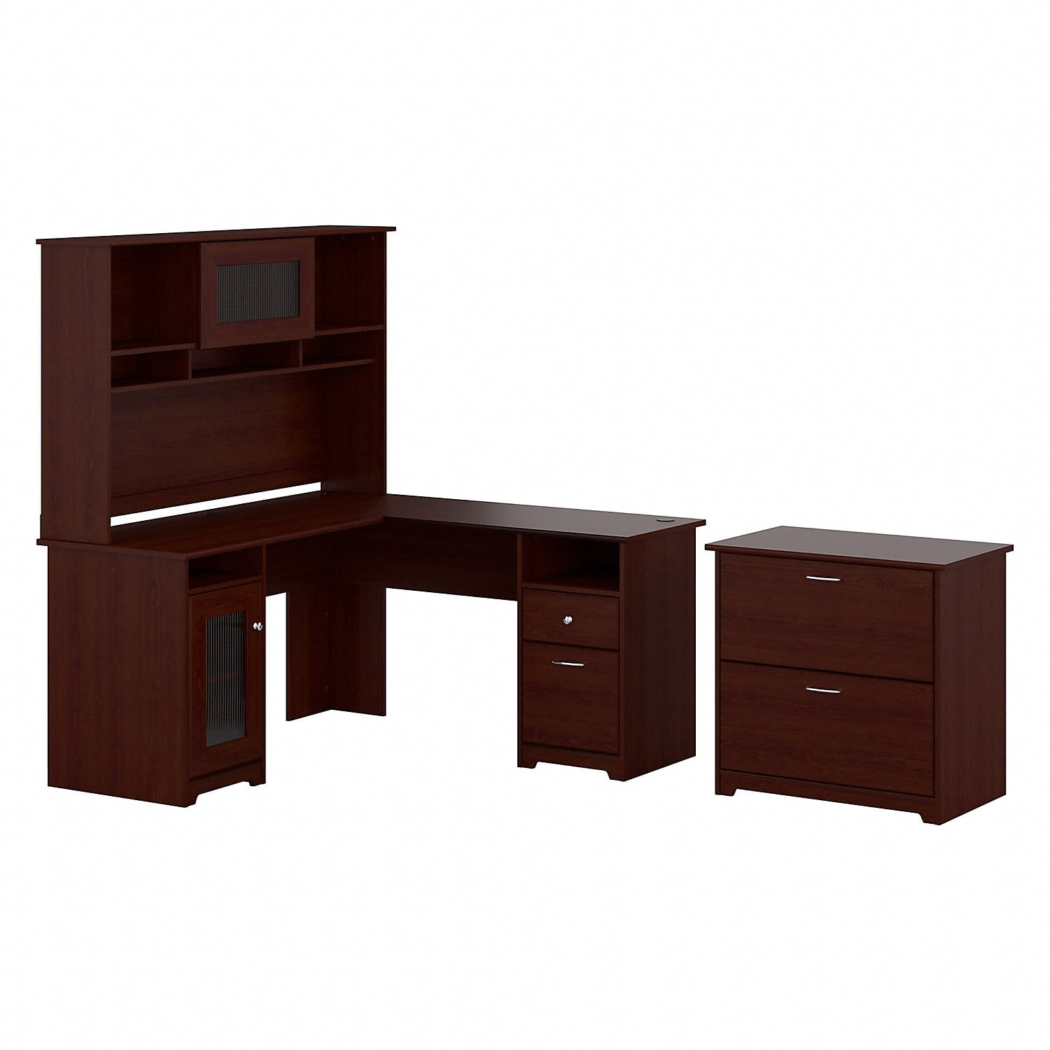 Bush Furniture Cabot L Shaped Desk w/Hutch and Lateral File