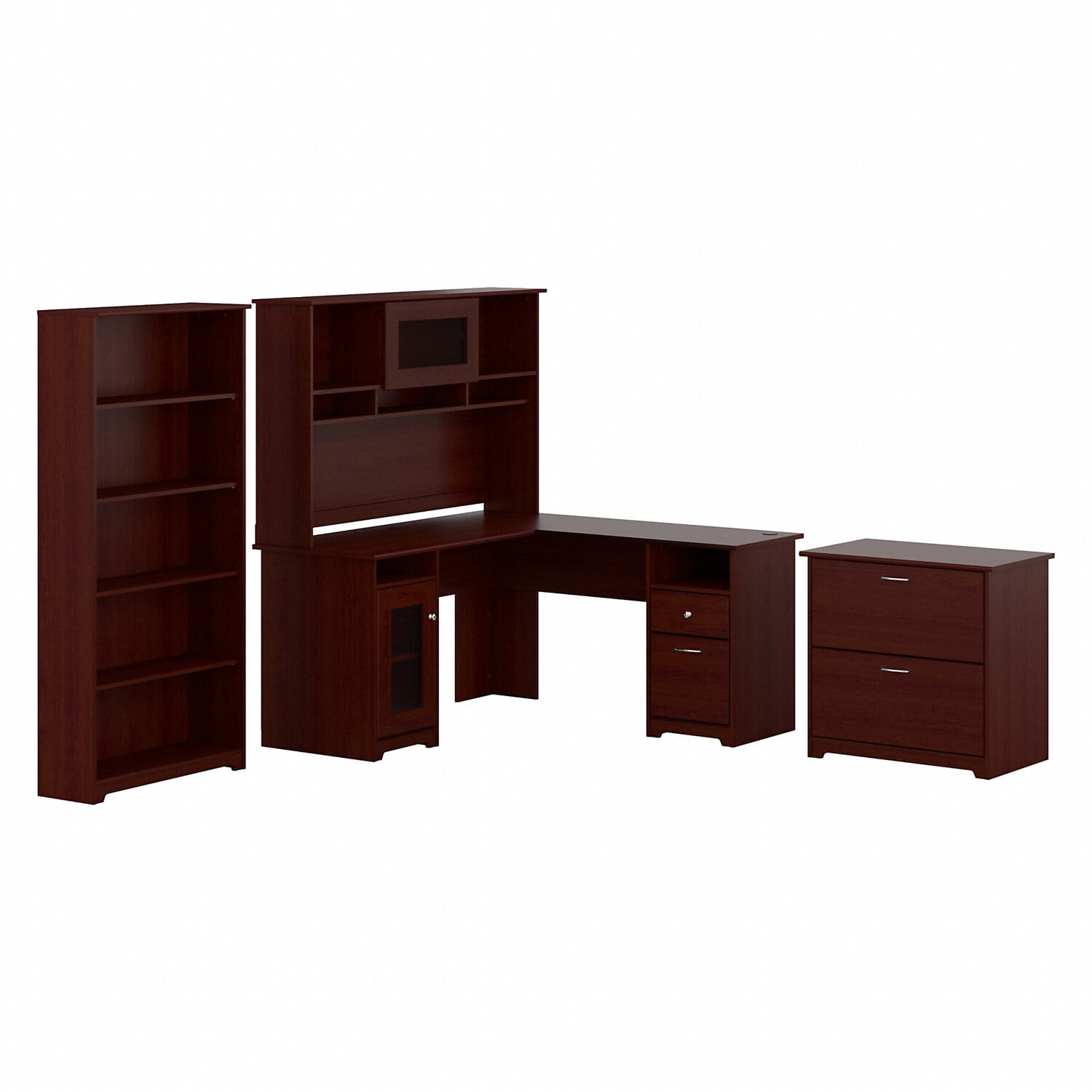 Bush Furniture Cabot L Shaped Desk with Hutch, Lateral File and