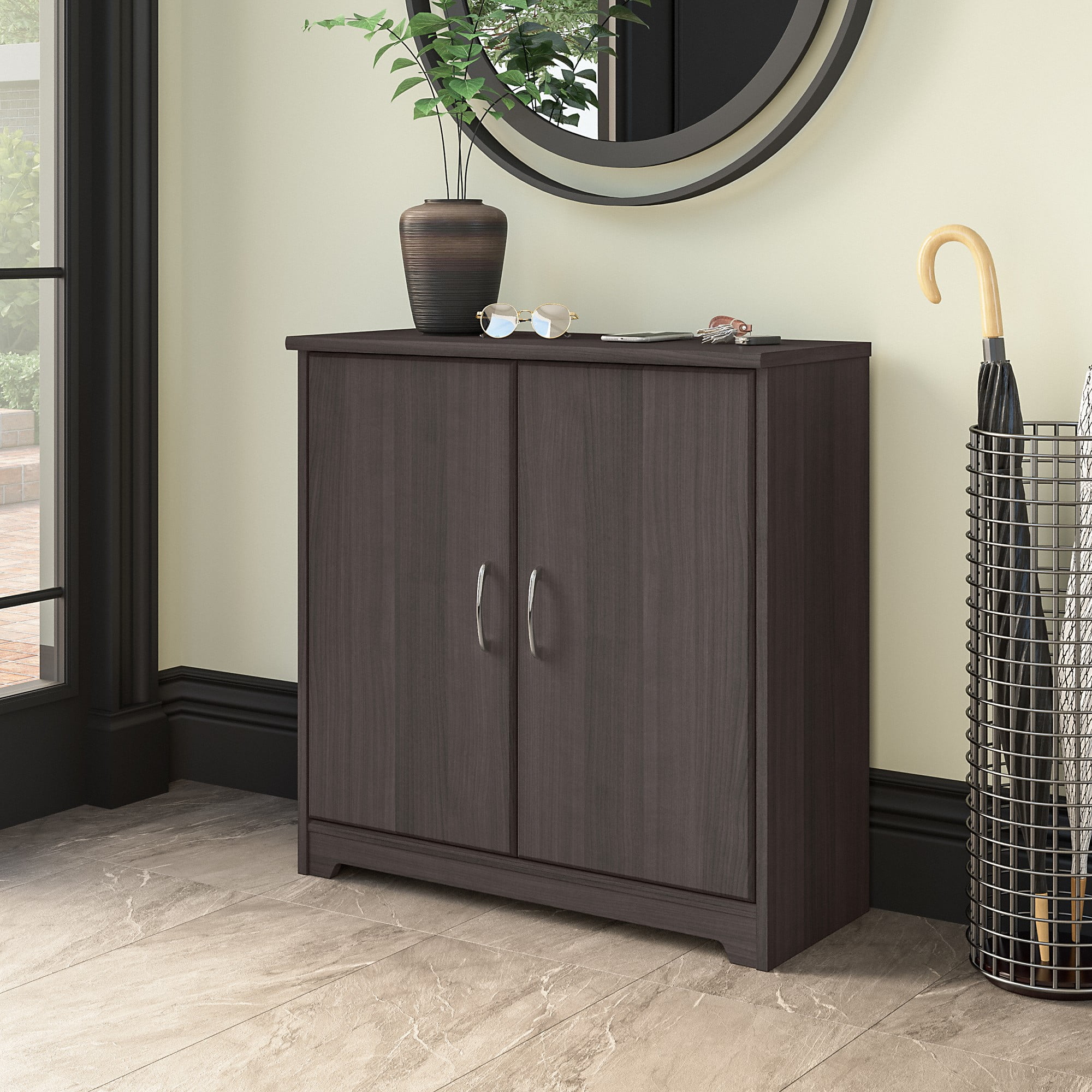 Bush Cabot Small Bathroom Storage Cabinet with Doors in Ash Gray