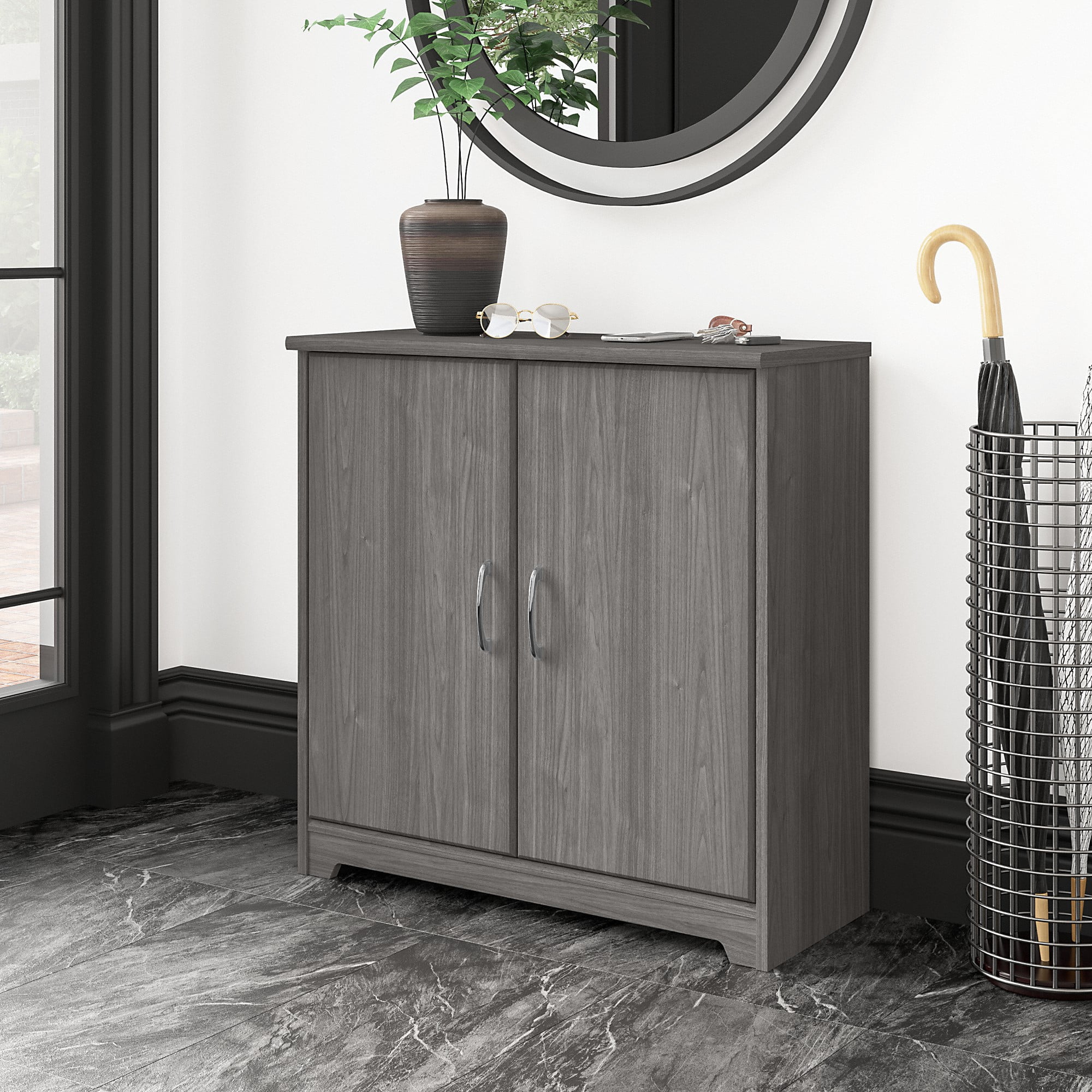 Bush Cabot Small Bathroom Storage Cabinet with Doors in Heather