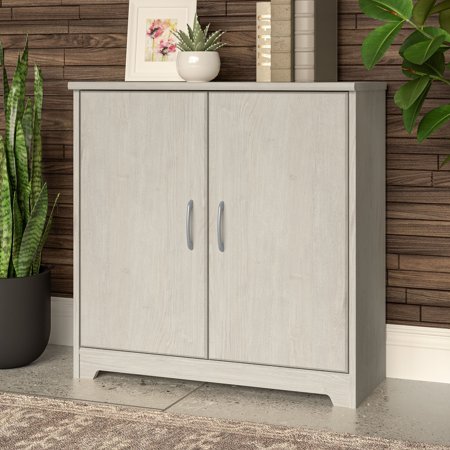 Bush Furniture Cabot Small Storage Cabinet in Linen White Oak - Engineered Wood